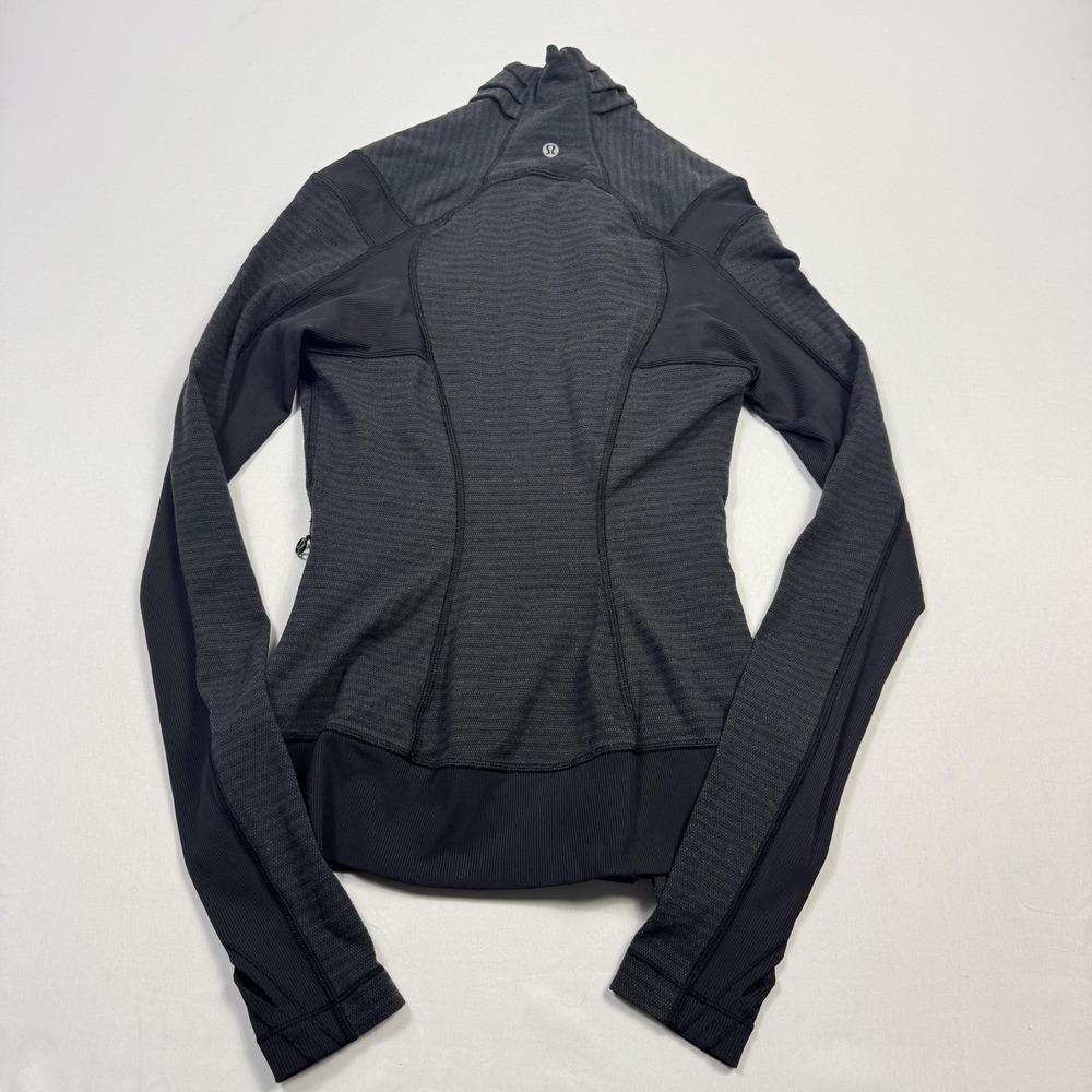 Lululemon Hoodie Womens 2 Gray Full Zip Slim Knit Hooded Stretch Activewear‎ - Picture 10 of 11